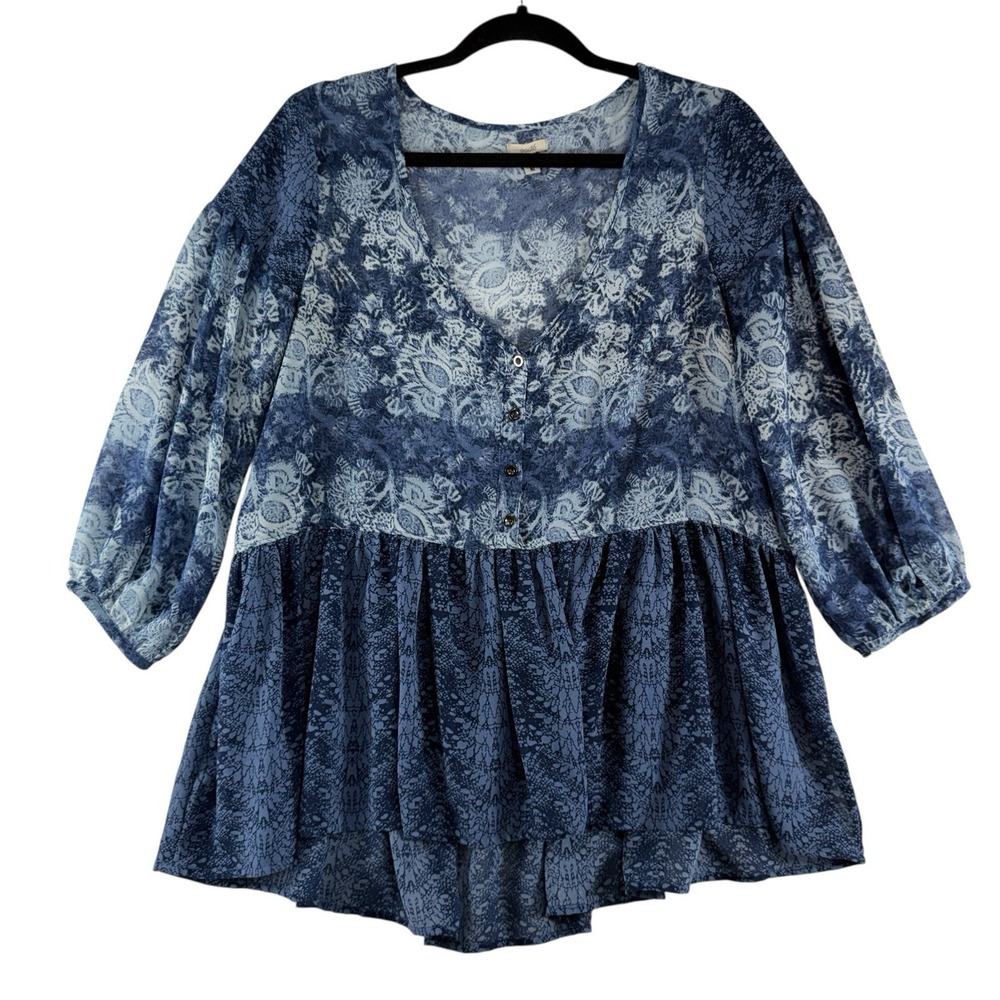 Anthropologie Ecote M Medium Peasant Top Flowy Floral Print Blouse Oversized